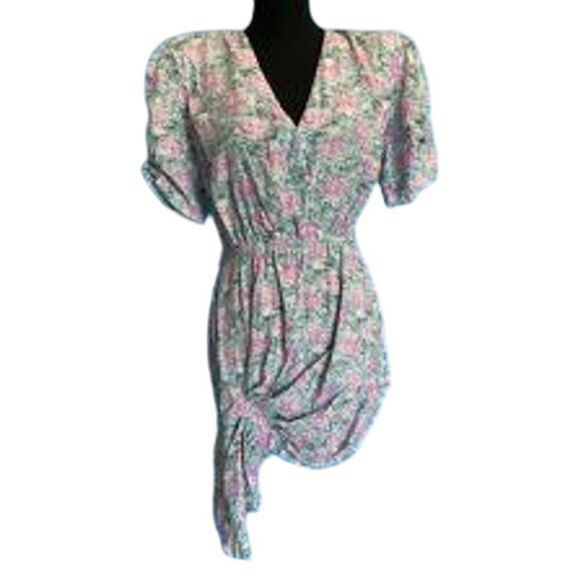 RE/DONE The Attico 80's Cottage Floral Shoulder Pads Mini Dress Covered Button S - Picture 1 of 11